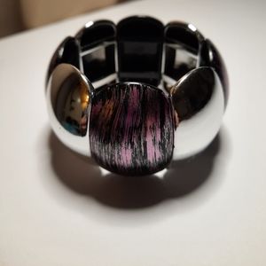 Purple and Silver Stretch bracelet